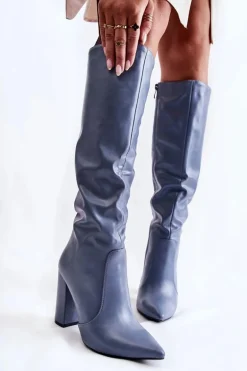 Klasyczne Kozaki Na Słupku Niebieskie Mayra