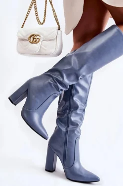 Klasyczne Kozaki Na Słupku Niebieskie Mayra