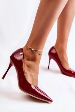Klasyczne Lakierowane Szpilki Czerwone Lerisa