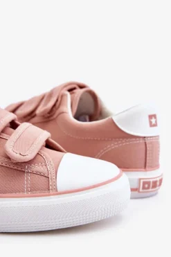 Klasyczne Materiałowe Tenisówki Na Rzepy Big Star LL274A200 Różowe