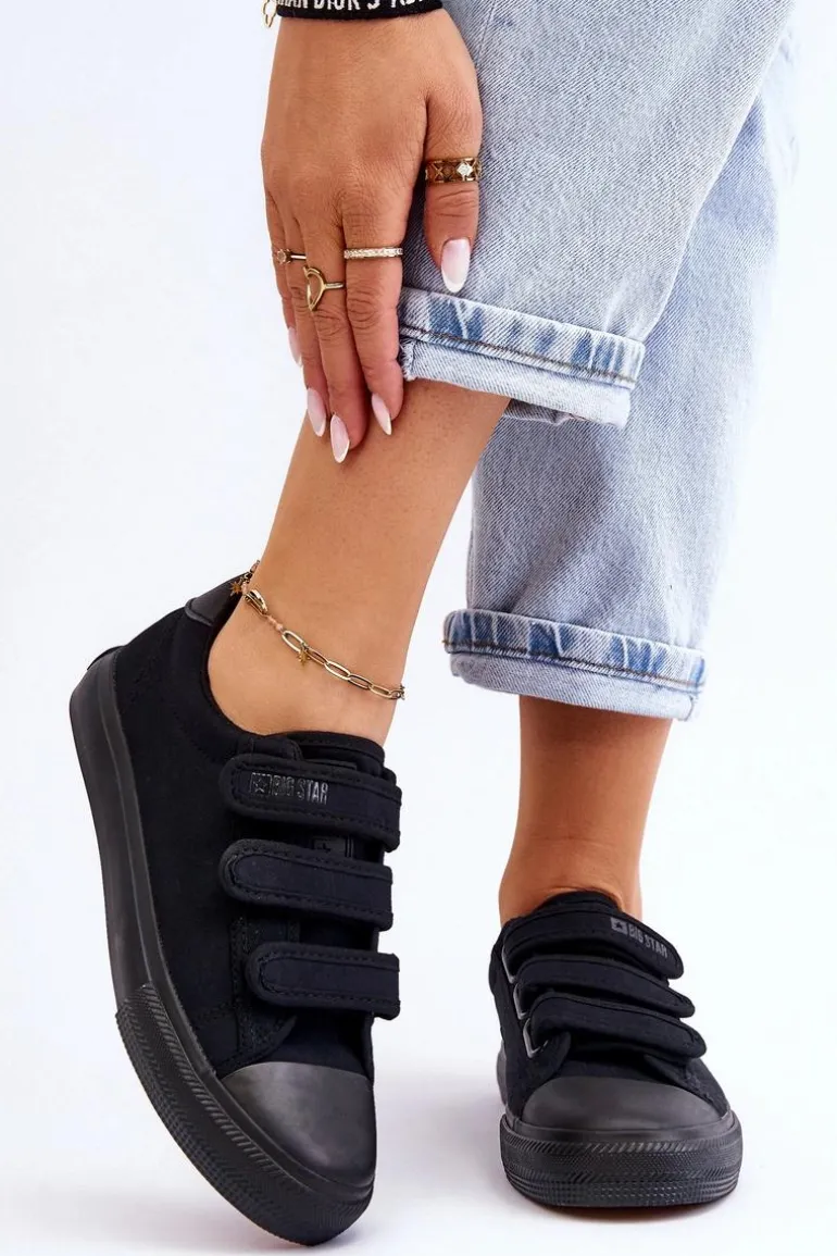 Klasyczne Materiałowe Tenisówki Na Rzepy Big Star LL274A204 Czarne