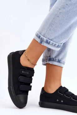 Klasyczne Materiałowe Tenisówki Na Rzepy Big Star LL274A204 Czarne