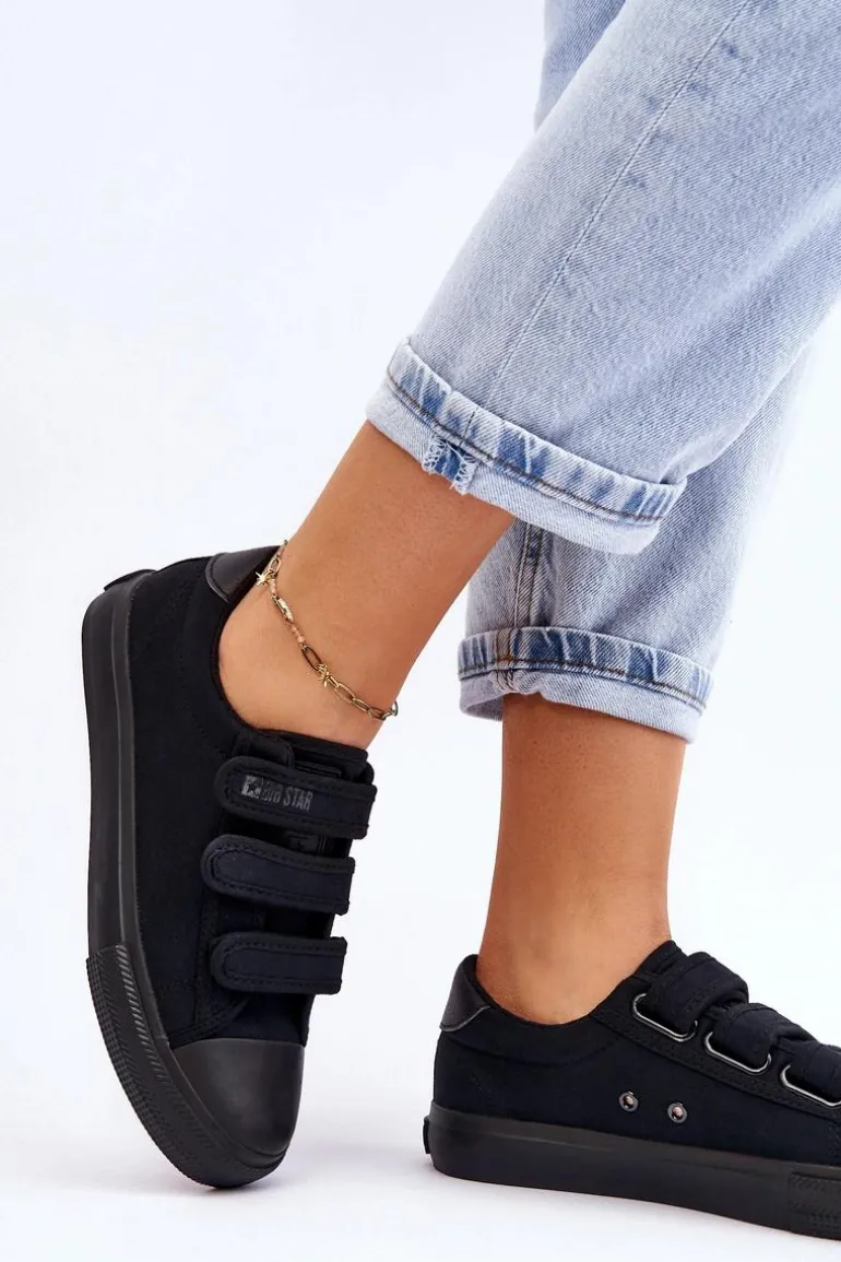 Klasyczne Materiałowe Tenisówki Na Rzepy Big Star LL274A204 Czarne