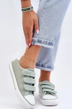 Klasyczne Materiałowe Tenisówki Na Rzepy Big Star LL274A202 Zielone