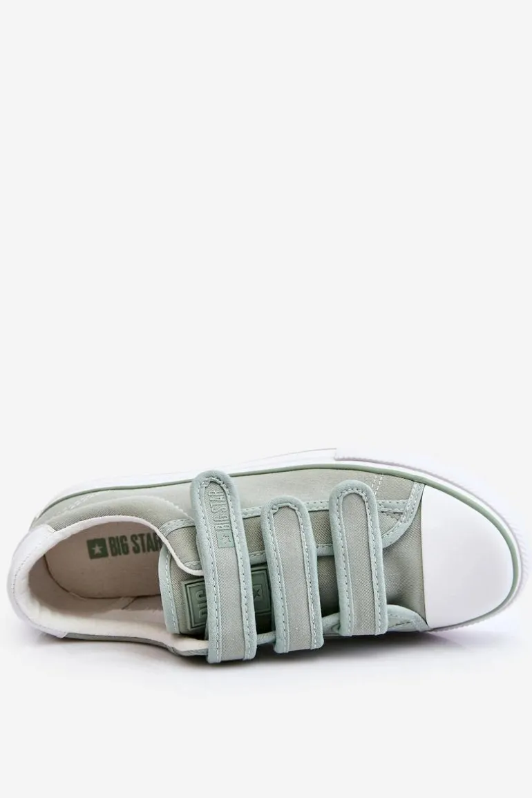 Klasyczne Materiałowe Tenisówki Na Rzepy Big Star LL274A202 Zielone