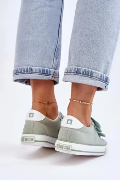 Klasyczne Materiałowe Tenisówki Na Rzepy Big Star LL274A202 Zielone