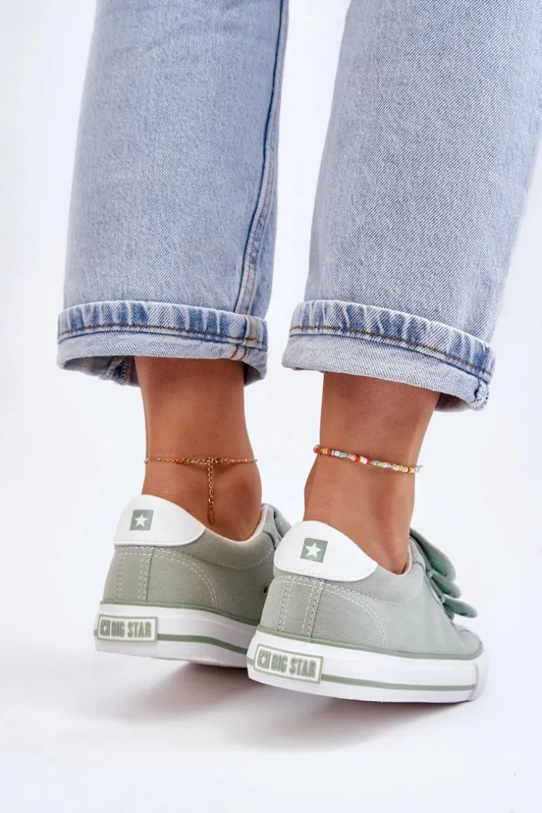 Klasyczne Materiałowe Tenisówki Na Rzepy Big Star LL274A202 Zielone