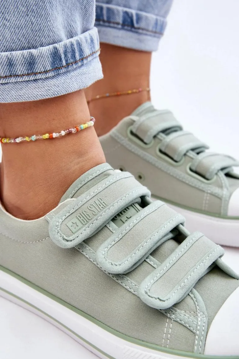 Klasyczne Materiałowe Tenisówki Na Rzepy Big Star LL274A202 Zielone