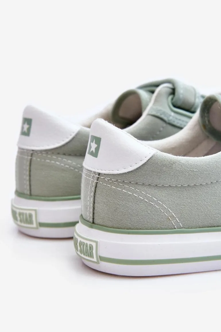 Klasyczne Materiałowe Tenisówki Na Rzepy Big Star LL274A202 Zielone