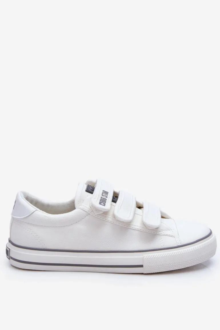 Klasyczne Materiałowe Tenisówki Na Rzepy Big Star LL274A203 Białe