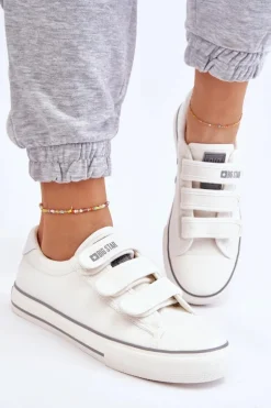 Klasyczne Materiałowe Tenisówki Na Rzepy Big Star LL274A203 Białe