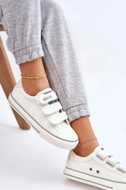 Klasyczne Materiałowe Tenisówki Na Rzepy Big Star LL274A203 Białe