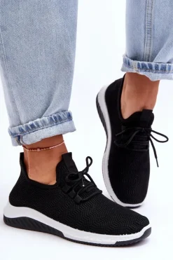 Klasyczne Materiałowe Wsuwane Sneakersy Czarne Gusto