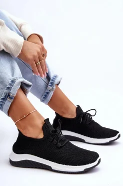 Klasyczne Materiałowe Wsuwane Sneakersy Czarne Gusto