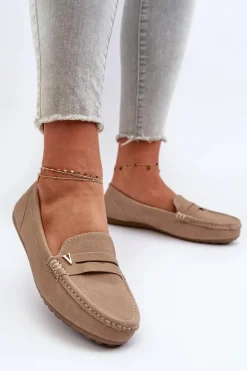 Klasyczne Mokasyny Damskie Beżowe Iramarie