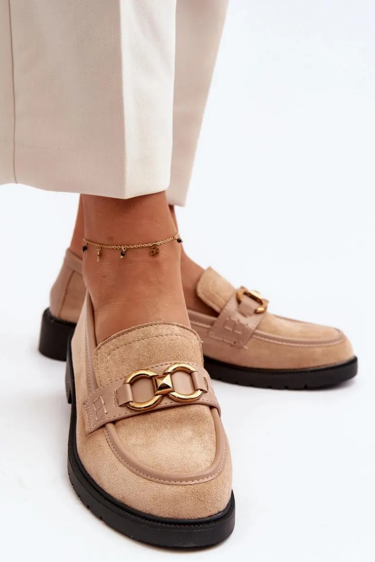 Klasyczne Mokasyny Damskie Beżowe Fiviana