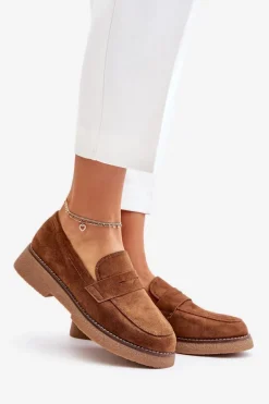 Klasyczne Mokasyny Damskie Z Eko Zamszu Brązowe Belania