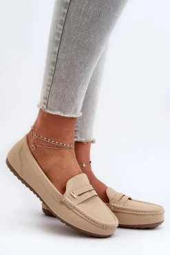 Klasyczne Mokasyny Damskie Jasnobeżowe Iramarie