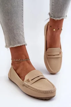 Klasyczne Mokasyny Damskie Jasnobeżowe Iramarie