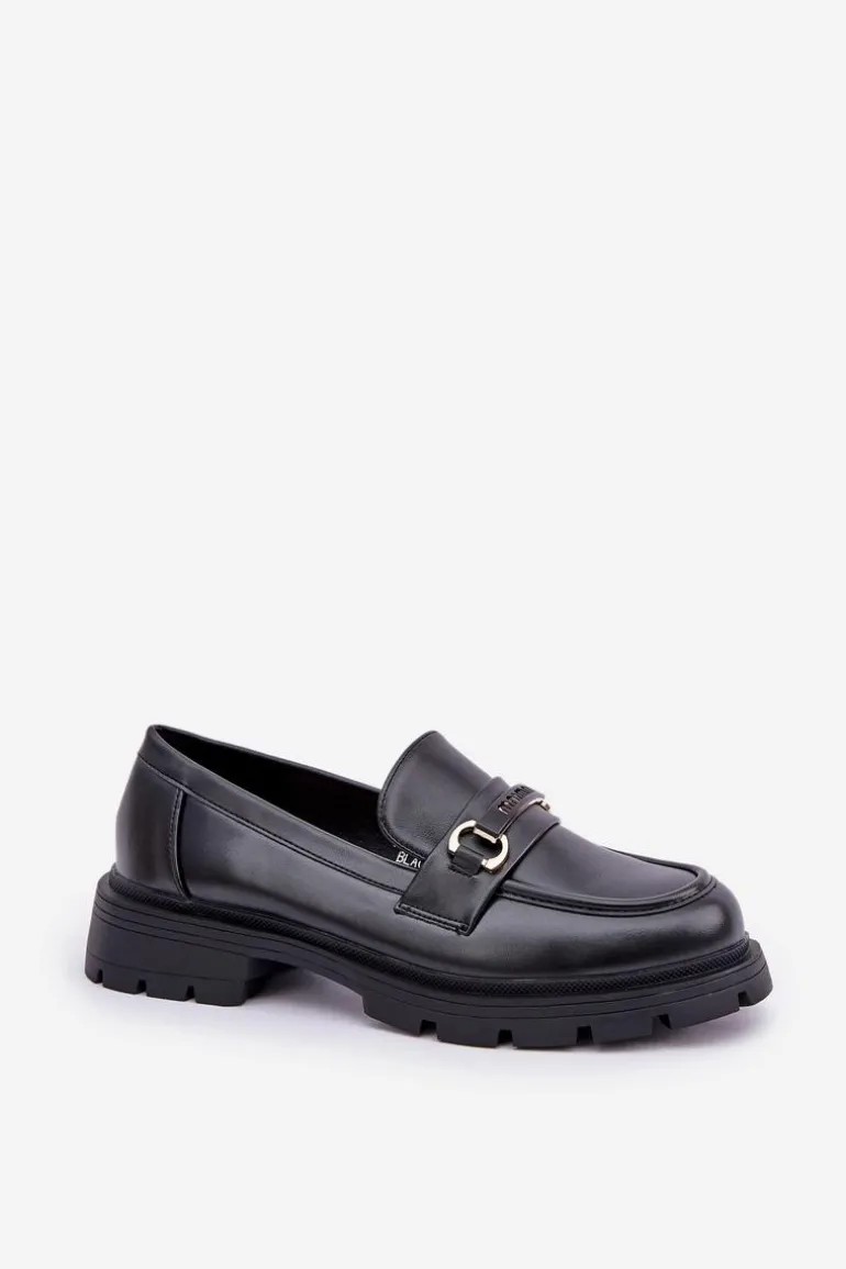 Klasyczne Mokasyny Damskie Z Eko Skóry Czarne Savethira