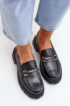 Klasyczne Mokasyny Damskie Z Eko Skóry Czarne Savethira