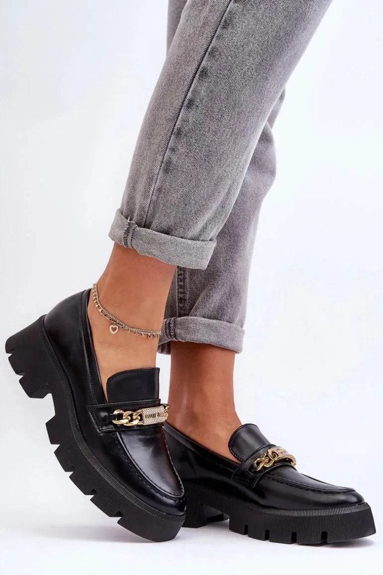 Klasyczne Mokasyny Na Masywnej Platformie Czarne Catch Me!