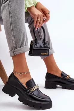 Klasyczne Mokasyny Na Masywnej Platformie Czarne Catch Me!