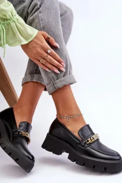 Klasyczne Mokasyny Na Masywnej Platformie Czarne Catch Me!