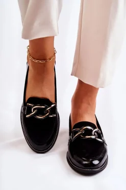 Klasyczne Mokasyny Z Łańcuchem Laura Messi 2531 Czarne