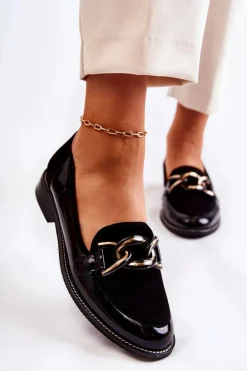 Klasyczne Mokasyny Z Łańcuchem Laura Messi 2531 Czarne