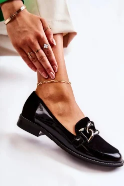 Klasyczne Mokasyny Z Łańcuchem Laura Messi 2531 Czarne