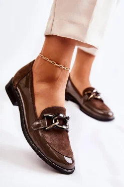 Klasyczne Mokasyny Z Łańcuchem Laura Messi 2531 Brązowe