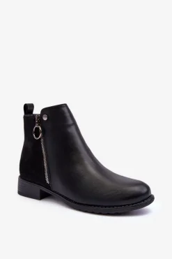 Klasyczne Niskie Skórzane Botki Czarne Sotelia