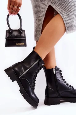 Klasyczne Ocieplane Botki Czarne Romy