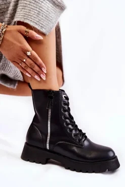 Klasyczne Ocieplane Botki Czarne Romy