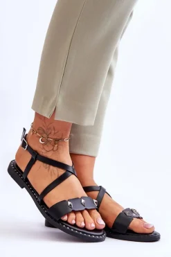 Klasyczne Sandałki Z Ćwiekami S.Barski KV-YXD072-1 Czarne