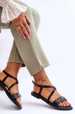 Klasyczne Sandałki Z Ćwiekami S.Barski KV-YXD072-1 Czarne