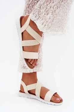 Klasyczne Sandały Damskie Wsuwane Jasnobeżowe Norina