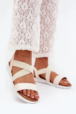 Klasyczne Sandały Damskie Wsuwane Jasnobeżowe Norina