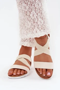 Klasyczne Sandały Damskie Wsuwane Jasnobeżowe Norina