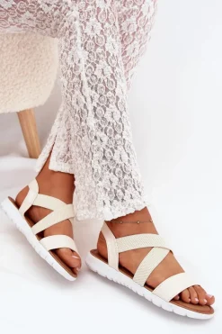 Klasyczne Sandały Damskie Wsuwane Jasnobeżowe Norina