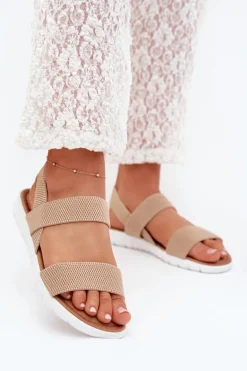 Klasyczne Sandały Damskie Wsuwane Beżowe Felira