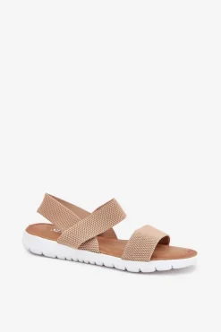 Klasyczne Sandały Damskie Wsuwane Beżowe Felira