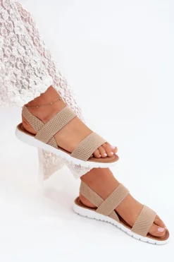 Klasyczne Sandały Damskie Wsuwane Beżowe Felira