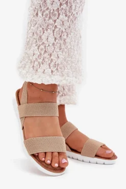 Klasyczne Sandały Damskie Wsuwane Beżowe Felira