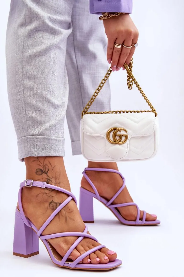 Klasyczne Sandały Na Obcasie Fioletowe Lucetta