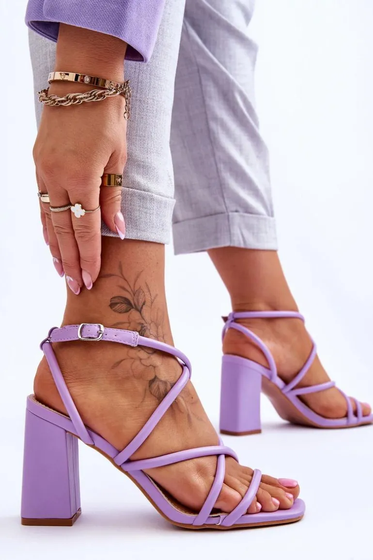 Klasyczne Sandały Na Obcasie Fioletowe Lucetta