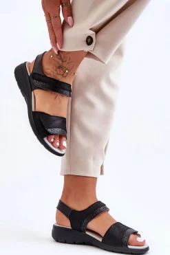 Klasyczne Sandały Na Rzep S.Barski 97575 Czarne