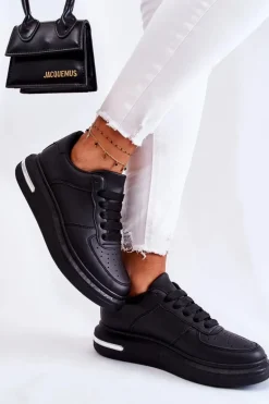 Klasyczne Skórzane Buty Sportowe Czarne Jennys