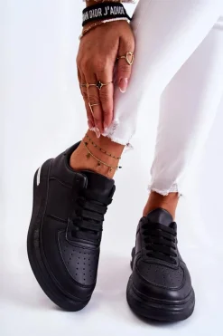 Klasyczne Skórzane Buty Sportowe Czarne Jennys